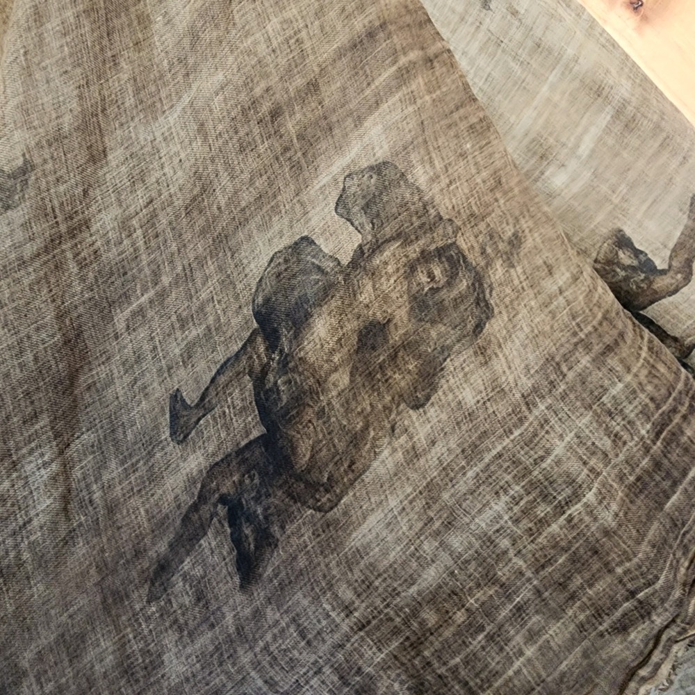 NWT Uma Wang Brown Lightweight Cotton Luxury Printed Scarf UA0225 Made in Italy - Picture 13 of 13